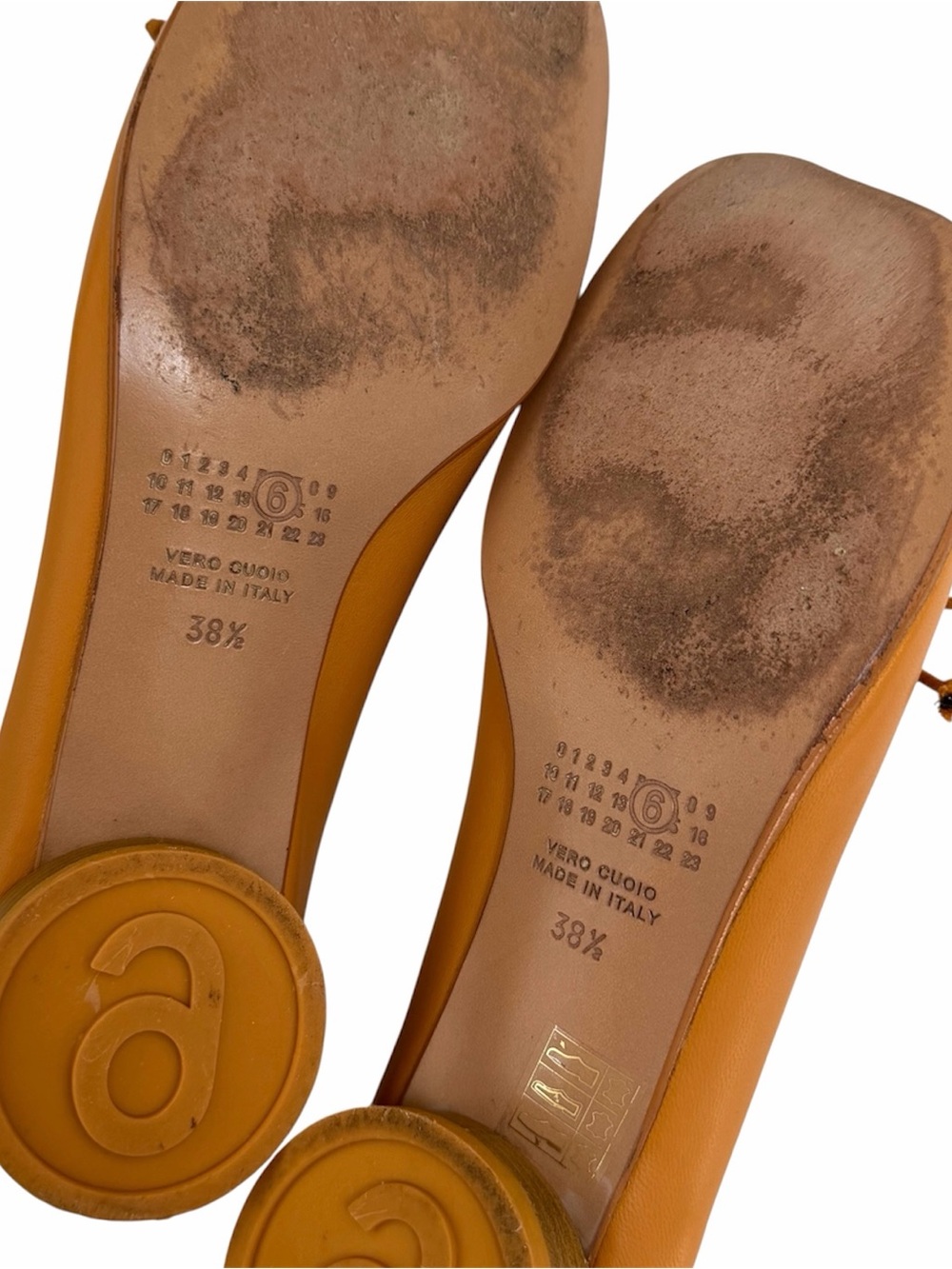 MM6 Maison Martin Margiela Anatomic Leather Yellow Orange Ballerina Pumps 38.5 - Picture 5 of 6